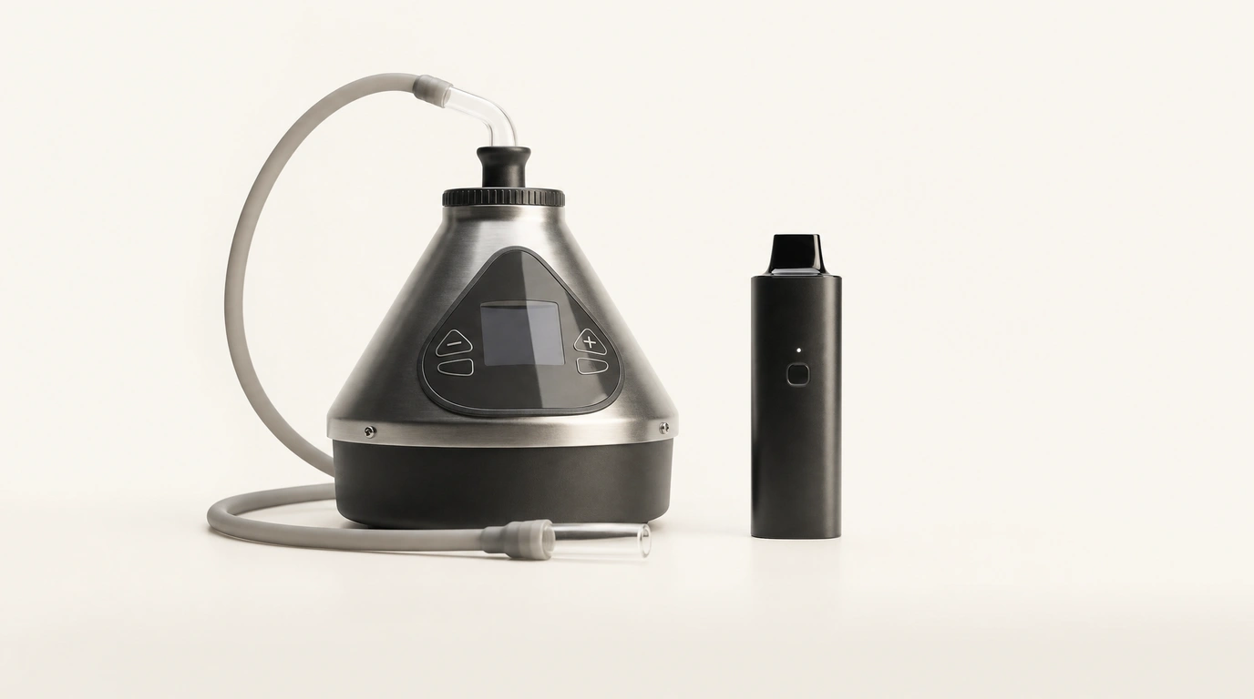 Stationärer Tisch-Vaporizer und tragbarer Hand-Vaporizer im Vergleich